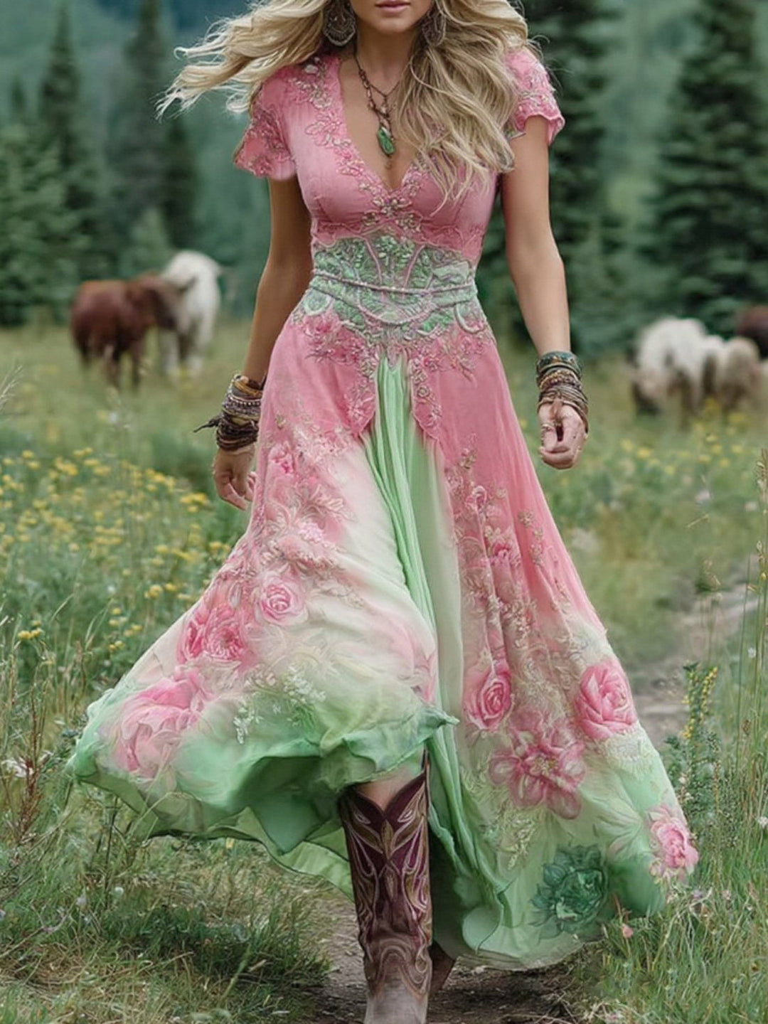 Anna | Maxikleid Damen bunt stilvoll und modisch