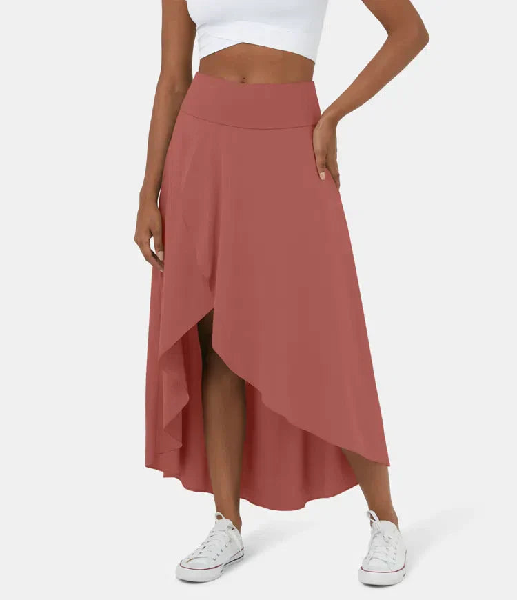 2-in-1 Midirock mit Rüsche und hoher Taille