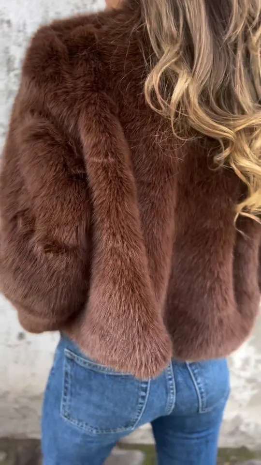 Plüschjacke Casual mit Reißverschluss und Kapuze