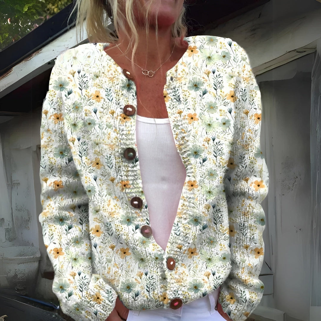 Meike | Elegante Damenweste mit zartem Blumendruck