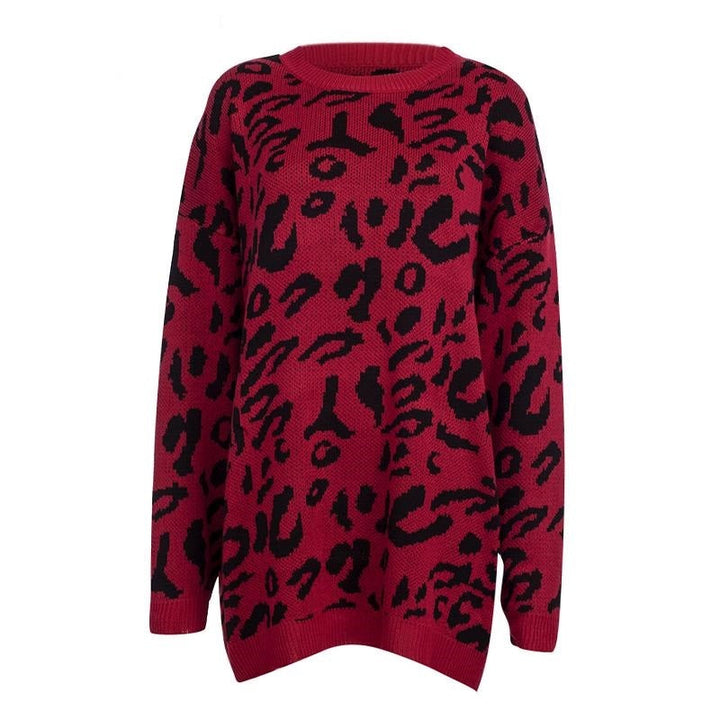 Hirdis | Leopardenmuster Pullover mit langen Ärmeln