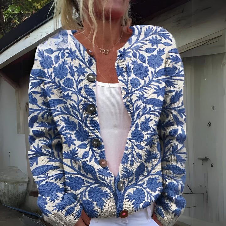 Meike | Elegante Damenweste mit zartem Blumendruck