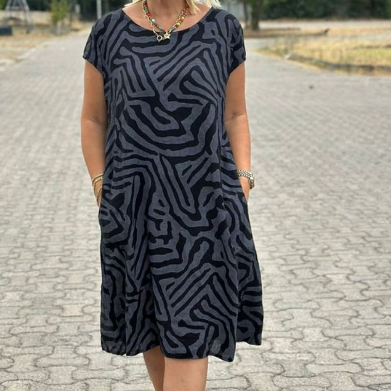 Elena | Auffälliges Sommerkleid mit Rundhalsausschnitt