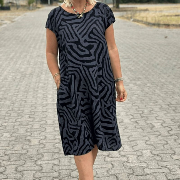 Elena | Auffälliges Sommerkleid mit Rundhalsausschnitt