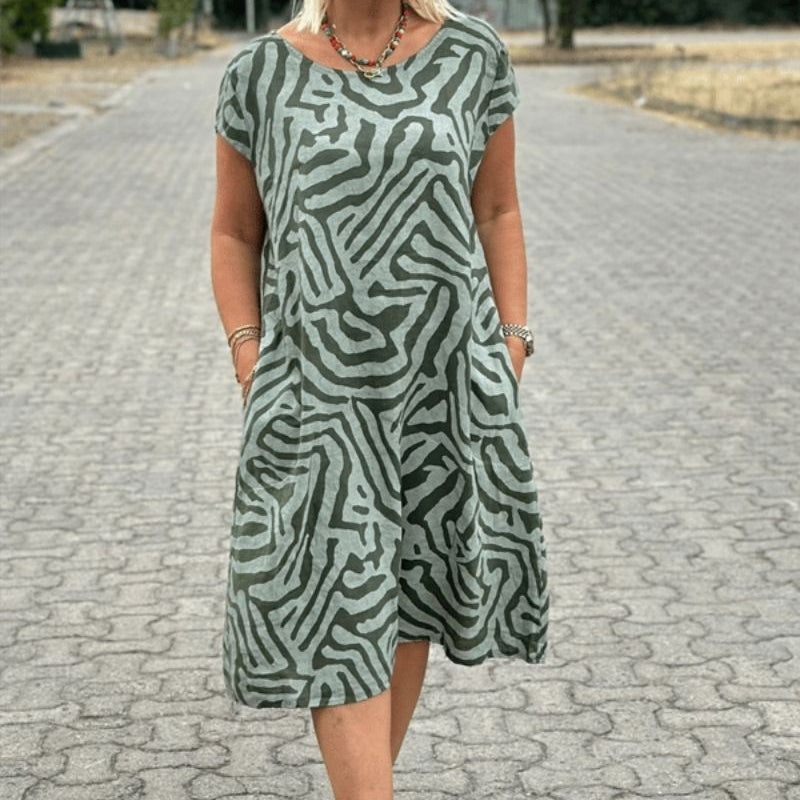 Elena | Auffälliges Sommerkleid mit Rundhalsausschnitt