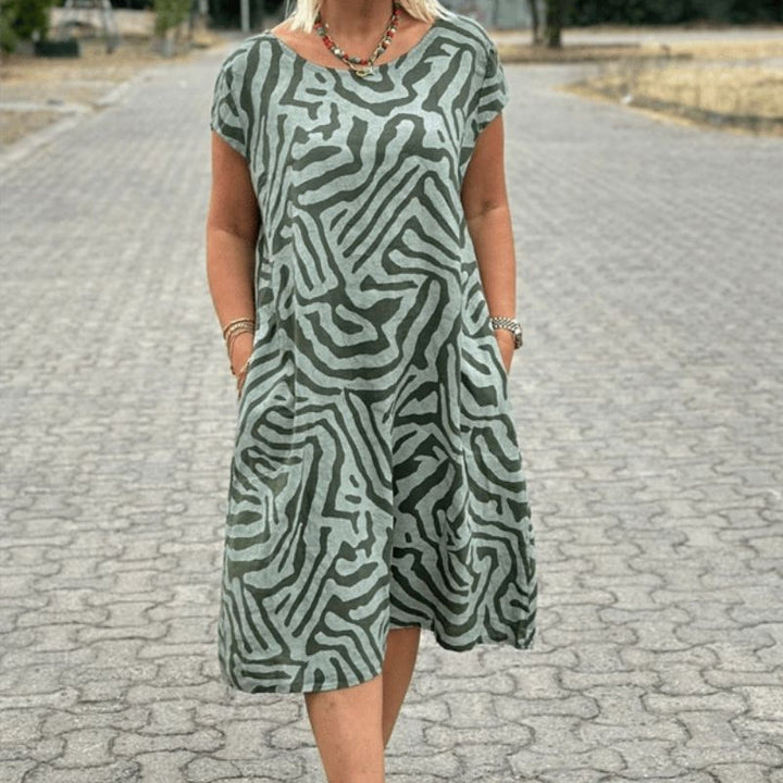 Elena | Auffälliges Sommerkleid mit Rundhalsausschnitt