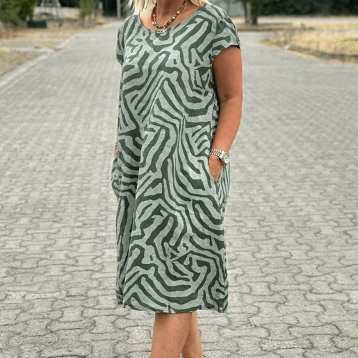 Elena | Auffälliges Sommerkleid mit Rundhalsausschnitt