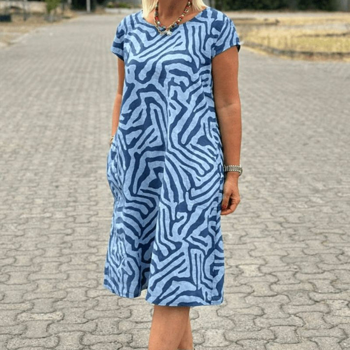 Elena | Auffälliges Sommerkleid mit Rundhalsausschnitt