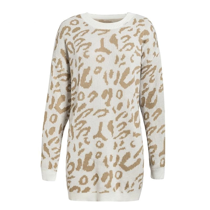 Hirdis | Leopardenmuster Pullover mit langen Ärmeln