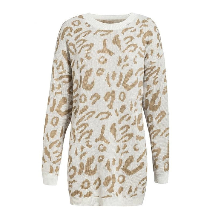 Hirdis | Leopardenmuster Pullover mit langen Ärmeln