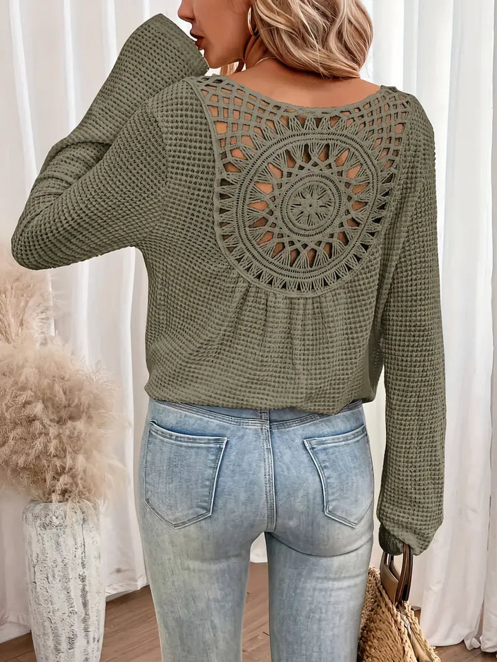 Sacha | Elegantes Waffel-V-Ausschnitt-Shirt für schicke Alltagslooks