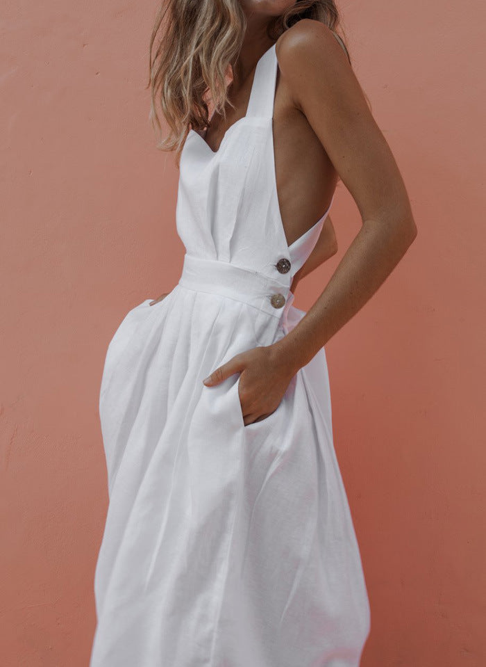 Rückenfreies Sommerkleid mit Spitzeneinsatz