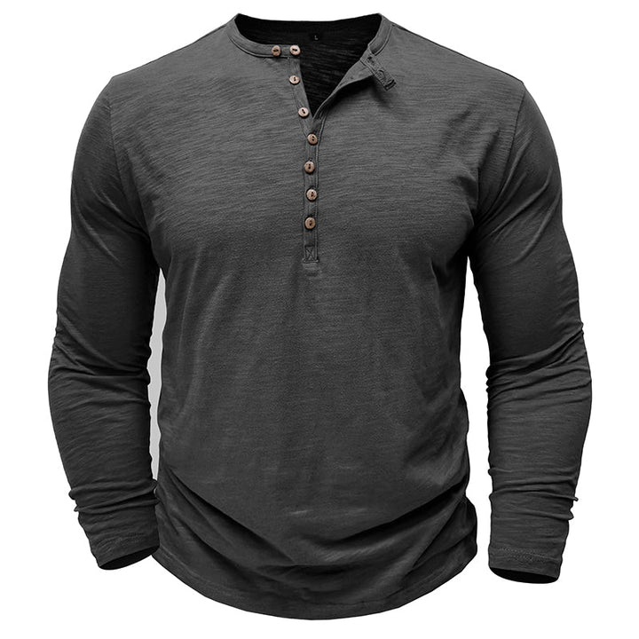 Baumwoll Henley mit klassischer Knopfleiste für Sommerkomfort