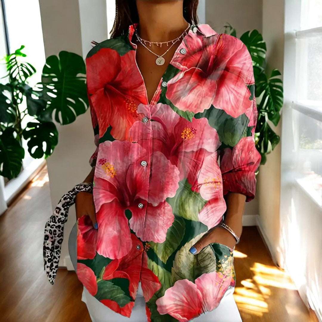 Jadelyn | Stilvolle Vintage-Bluse mit floralem Muster für Damen