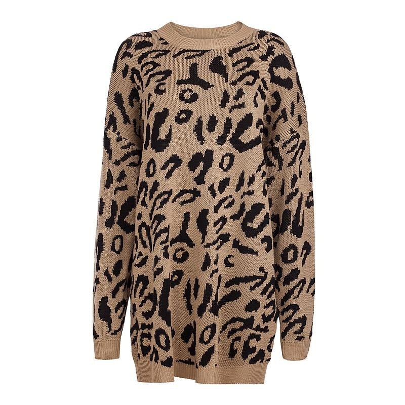 Hirdis | Leopardenmuster Pullover mit langen Ärmeln