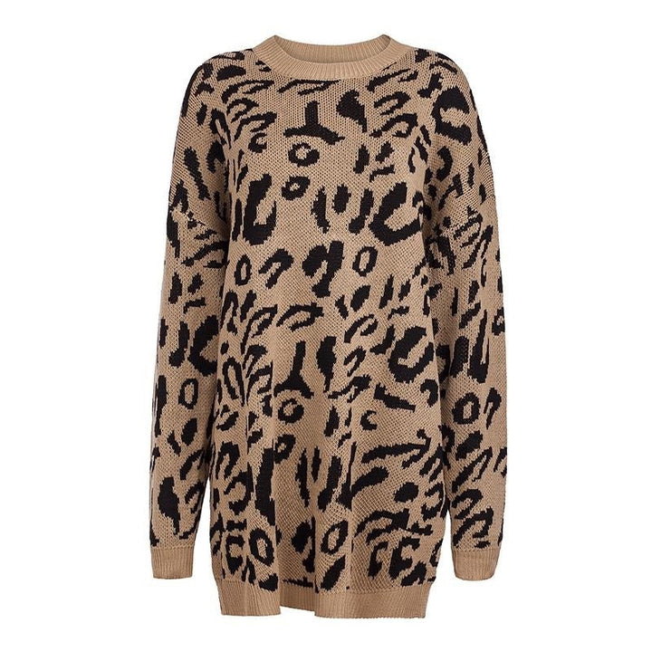 Hirdis | Leopardenmuster Pullover mit langen Ärmeln
