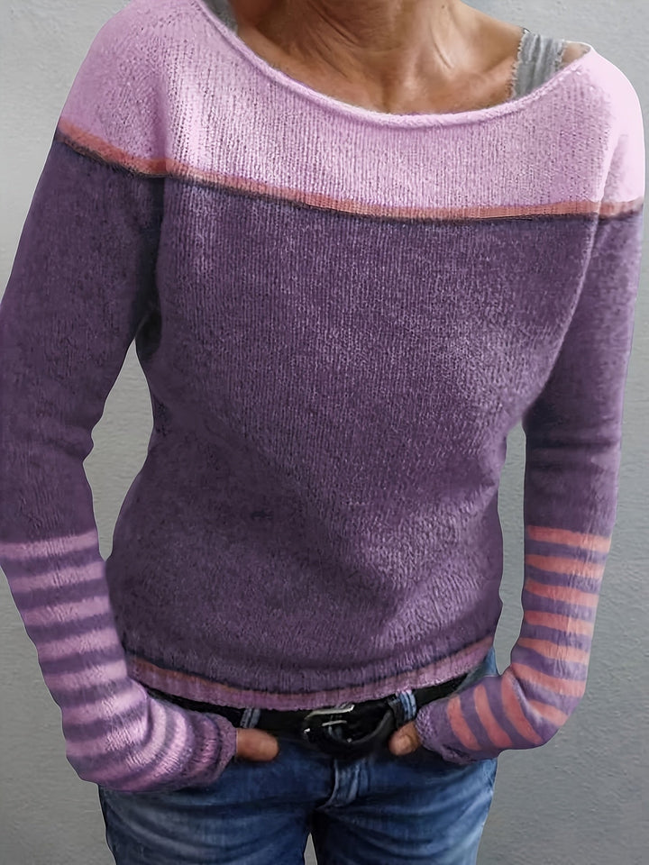 Greta | Eleganter Damen Pullover breit und gestreift