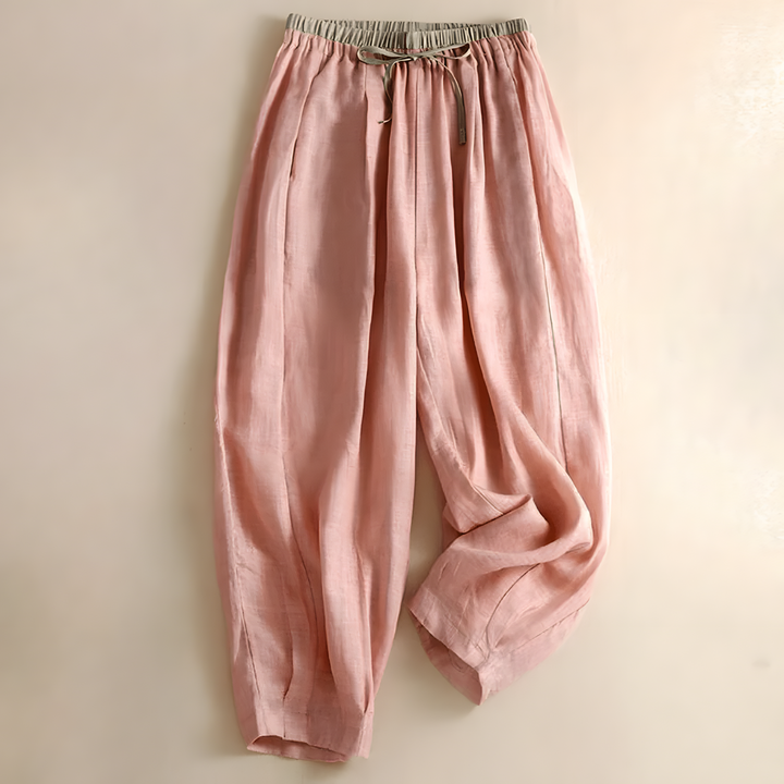 Livia | Stylishe Damen Leinenhose in sanftem Rosa
