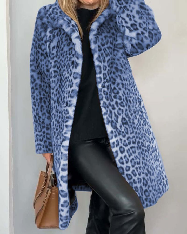 Amara | Lange weiche Jacke im stilvollen Leopardenmuster