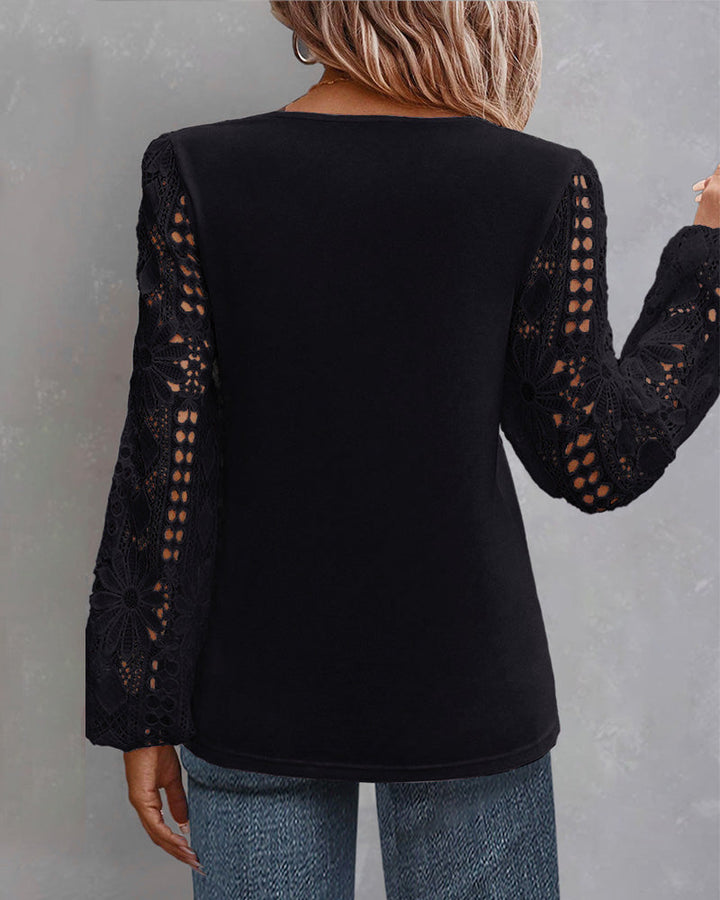 Clara | Damen Bluse elegant casual mit Spitzenverzierung