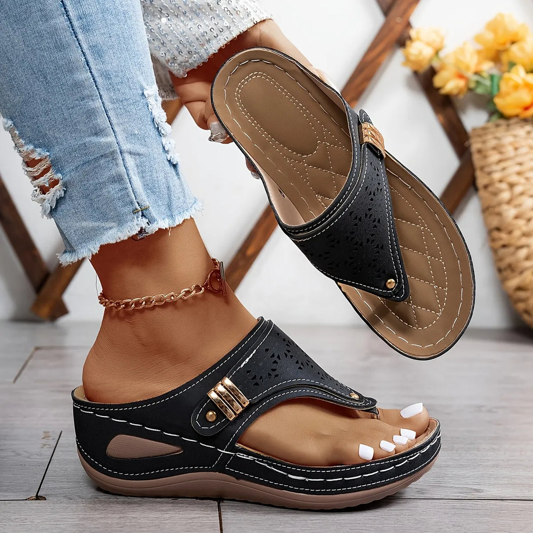 Orthopädische Damen|Sandalen mit Schrägabsatz