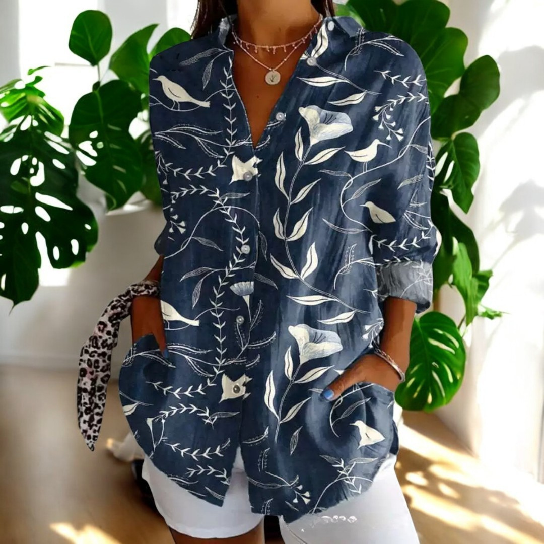 Jadelyn | Stilvolle Vintage-Bluse mit floralem Muster für Damen