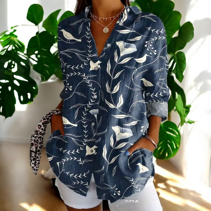 Jadelyn | Stilvolle Vintage-Bluse mit floralem Muster für Damen