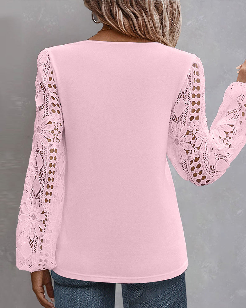 Clara | Damen Bluse elegant casual mit Spitzenverzierung