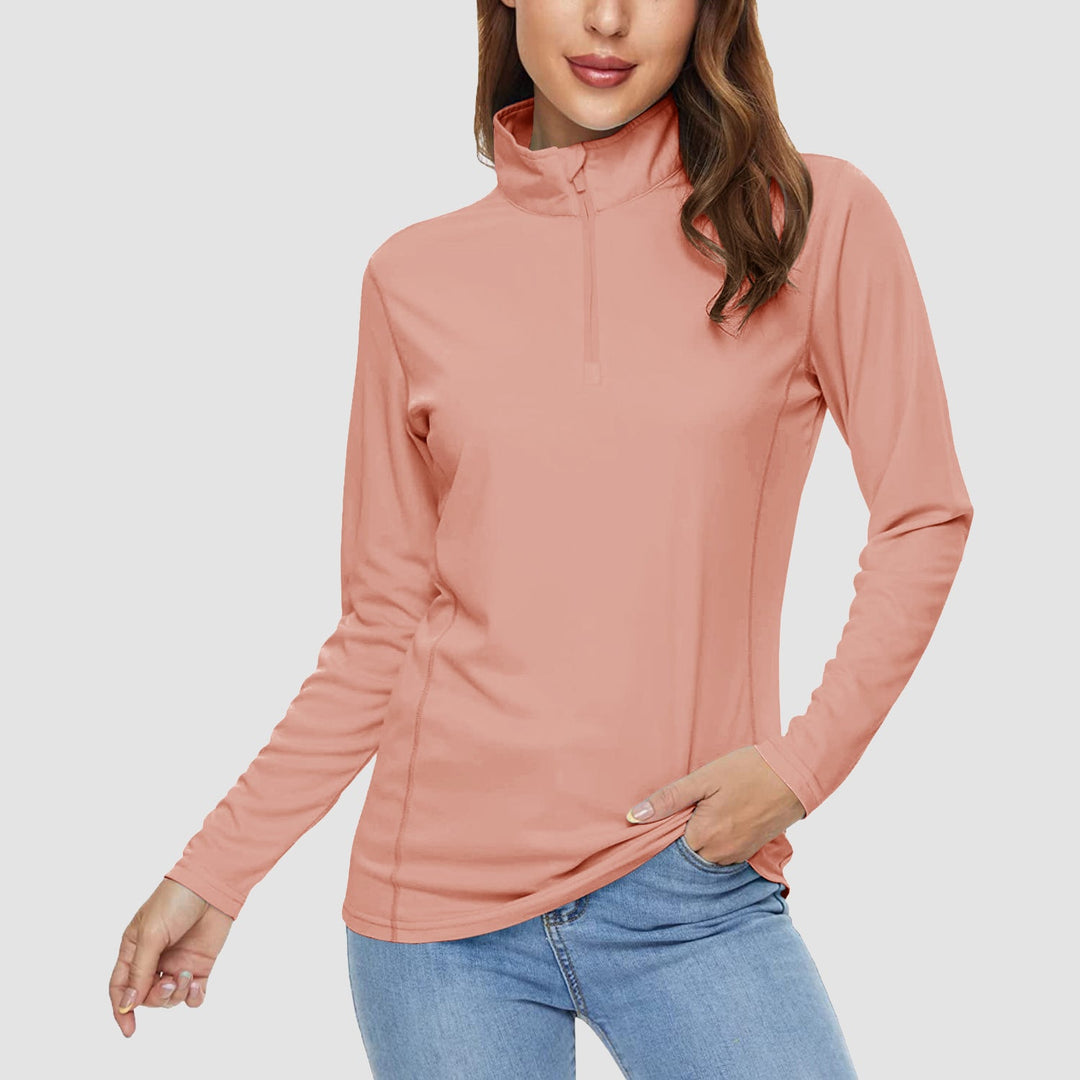 Damen Half Zip Quick Dry Shirt UPF 50+ für Sport und Freizeit
