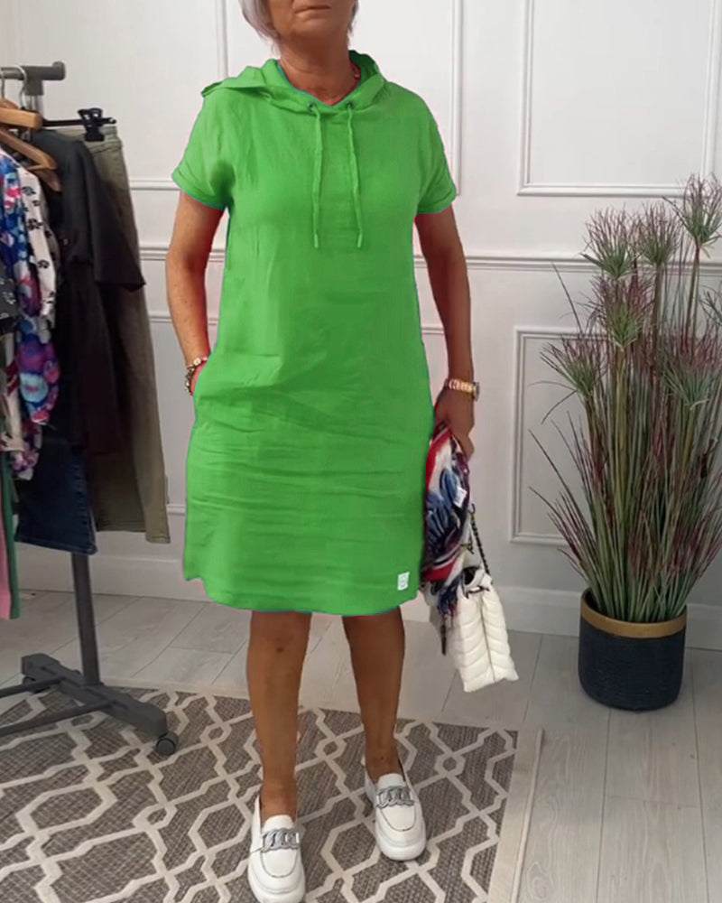 Freizeitkleid mit Kapuze & kurzen Ärmeln lässig