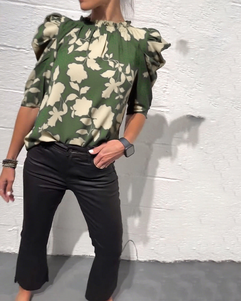 Amelie | Damen Bluse stilvoll Puffärmel & Rüschen modern