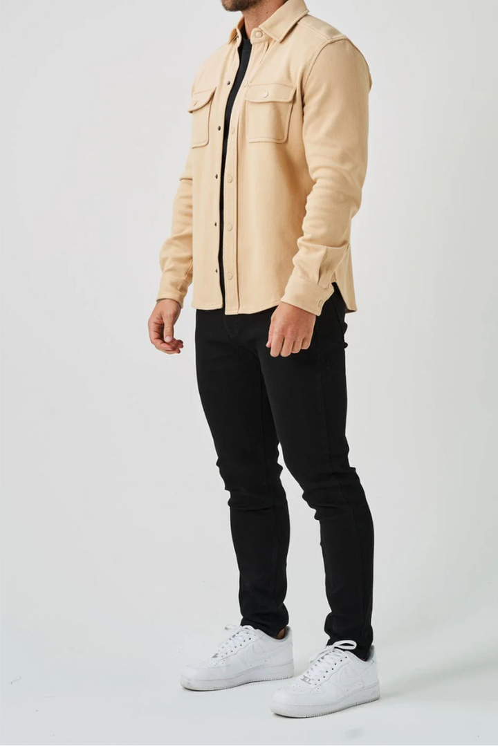 Couture | Beige Überhemd aus Baumwolle für Herren
