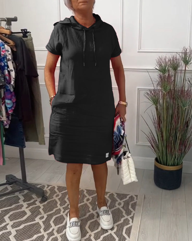 Freizeitkleid mit Kapuze & kurzen Ärmeln lässig
