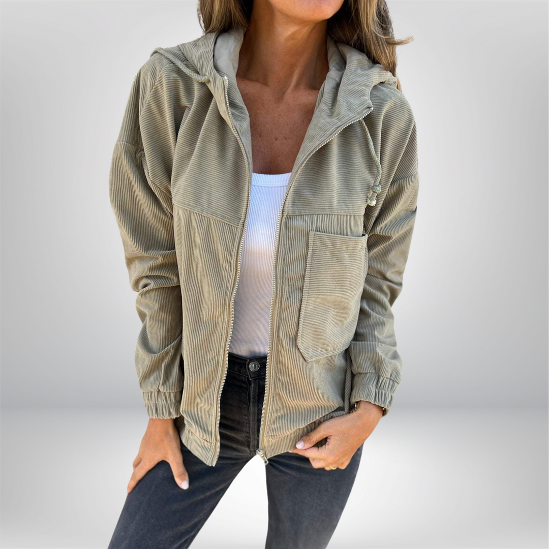 Lina | Cordjacke mit Kapuze im Casual-Herbststil