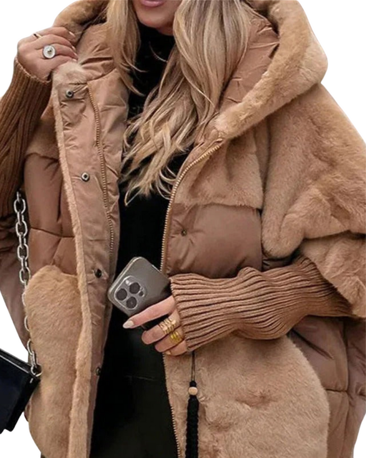 Theresa | Elegante Winterjacke Damen mit Fellkapuze