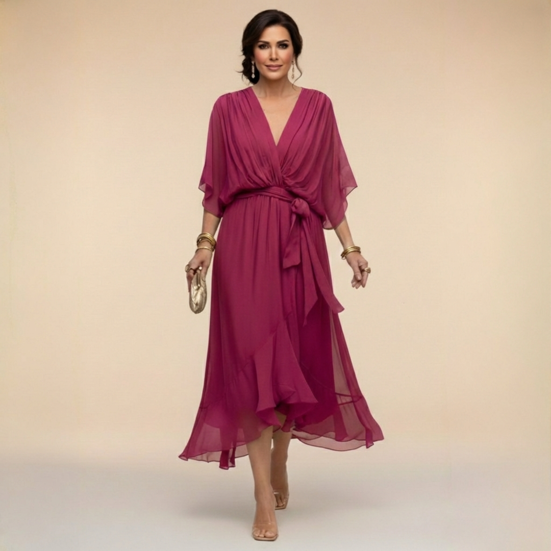Lena | Chiffonkleid mit V-Ausschnitt für Damen