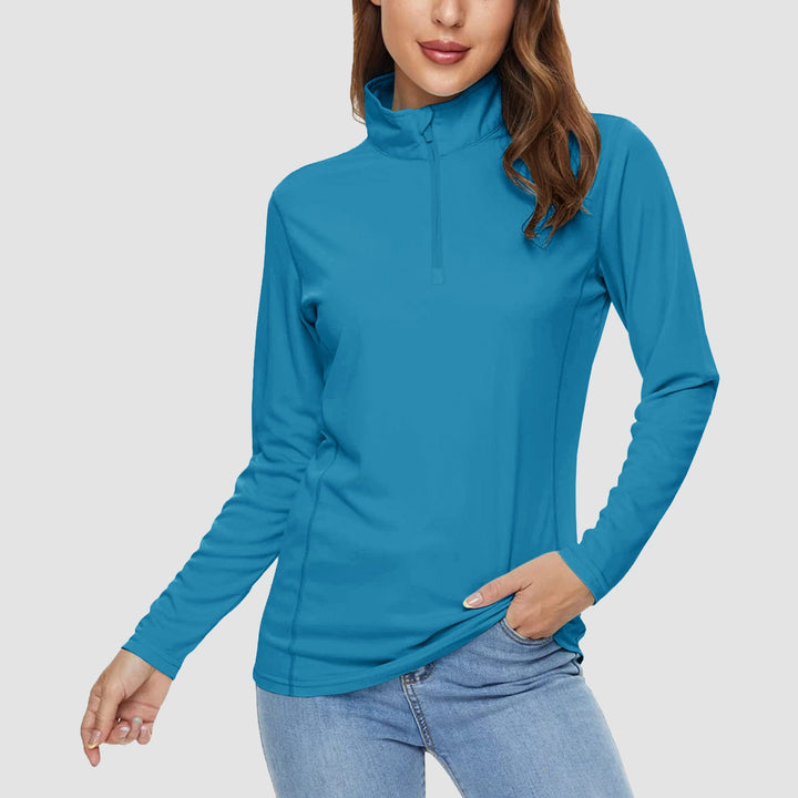 Damen Half Zip Quick Dry Shirt UPF 50+ für Sport und Freizeit