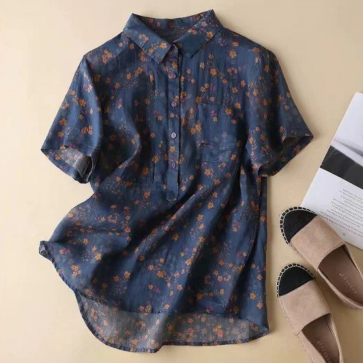 Clara | Florales Shirt mit halber Knopfleiste