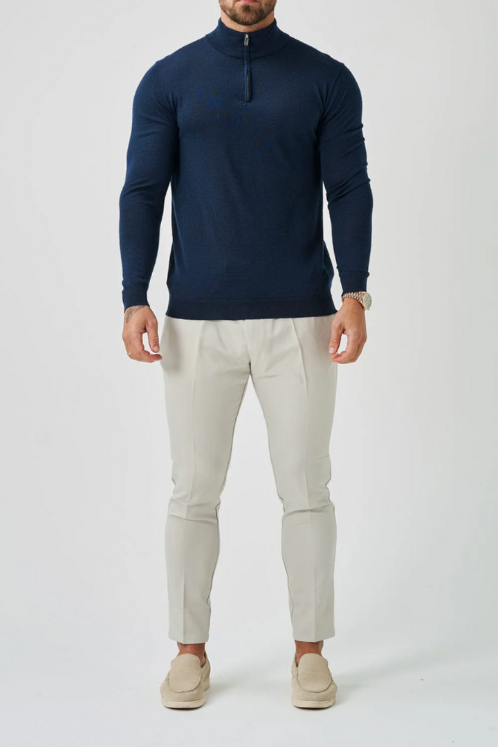 Couture | Navy-Pullover mit Viertelreißverschluss