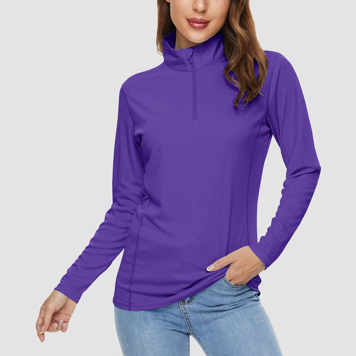 Damen Half Zip Quick Dry Shirt UPF 50+ für Sport und Freizeit