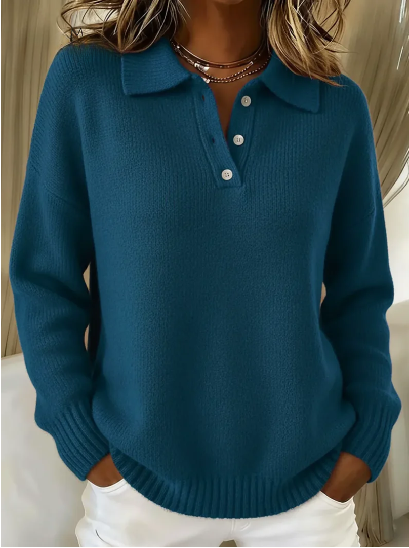 Mara | Eleganter Strickpullover Damen mit Polokragen