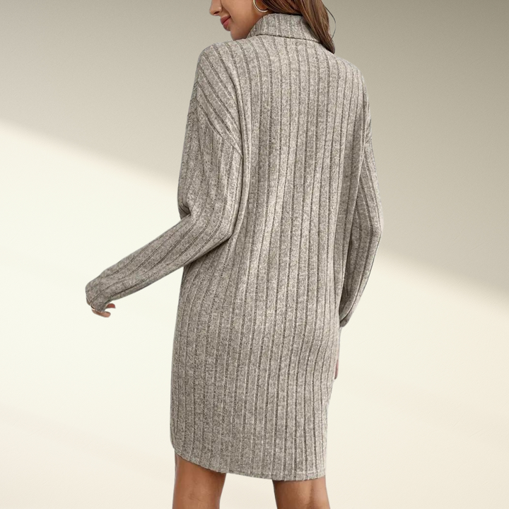 Lena | Kleid mit Rollkragen & Rippstruktur modern