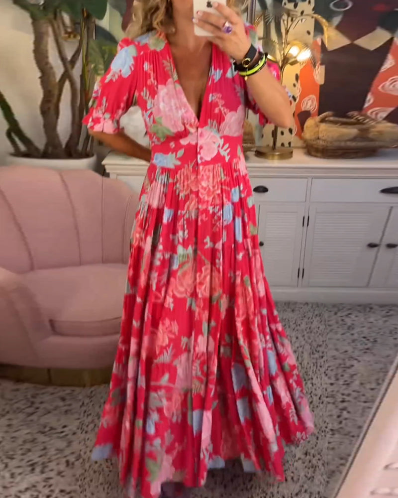 Morgan | Taschenkleid met V-Ausschnitt en Blumendruck