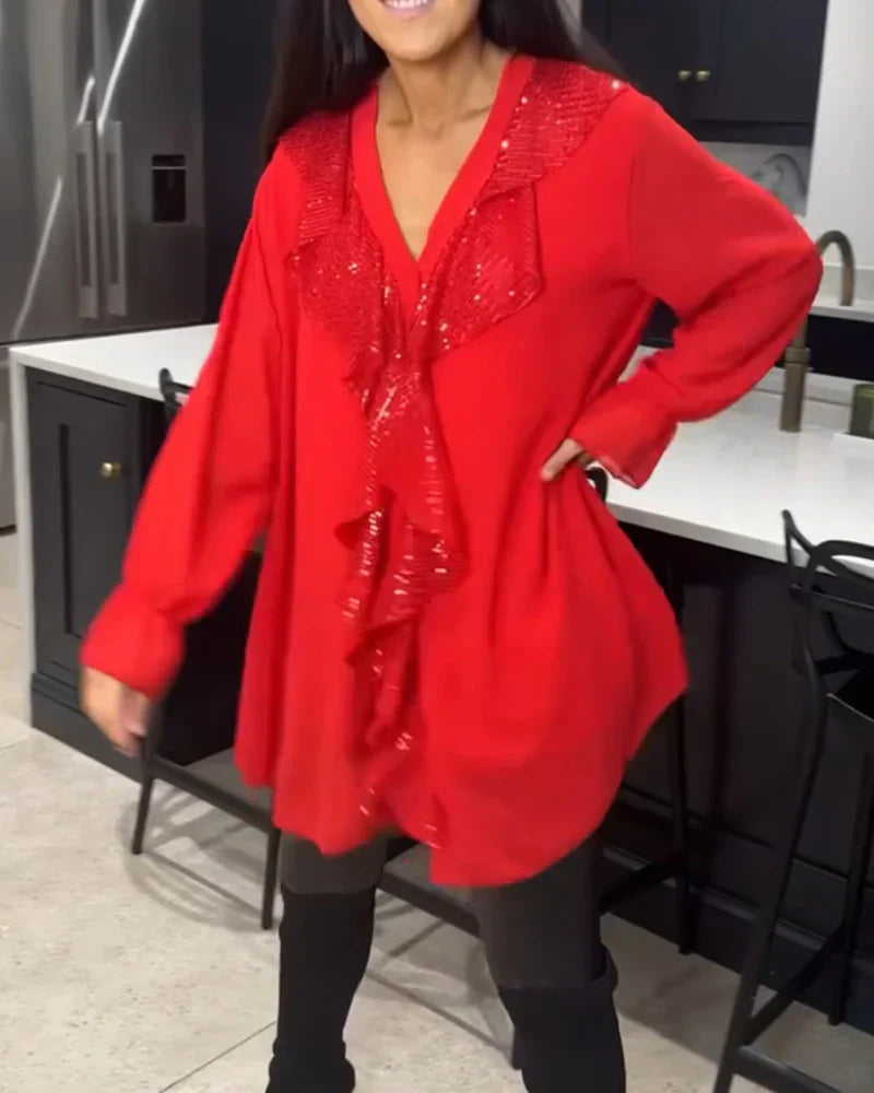 Elena | Damenbluse mit zartem Volantbesatz