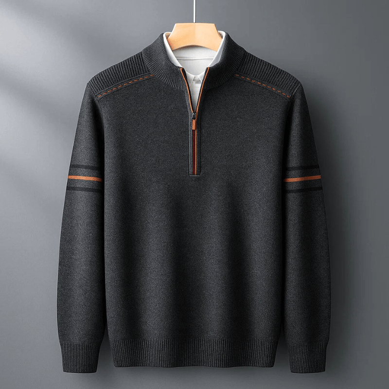 Lukas | Herren Pullover modern mit Halbreißverschluss