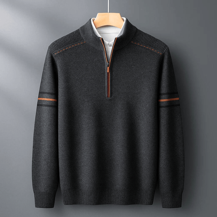 Lukas | Herren Pullover modern mit Halbreißverschluss