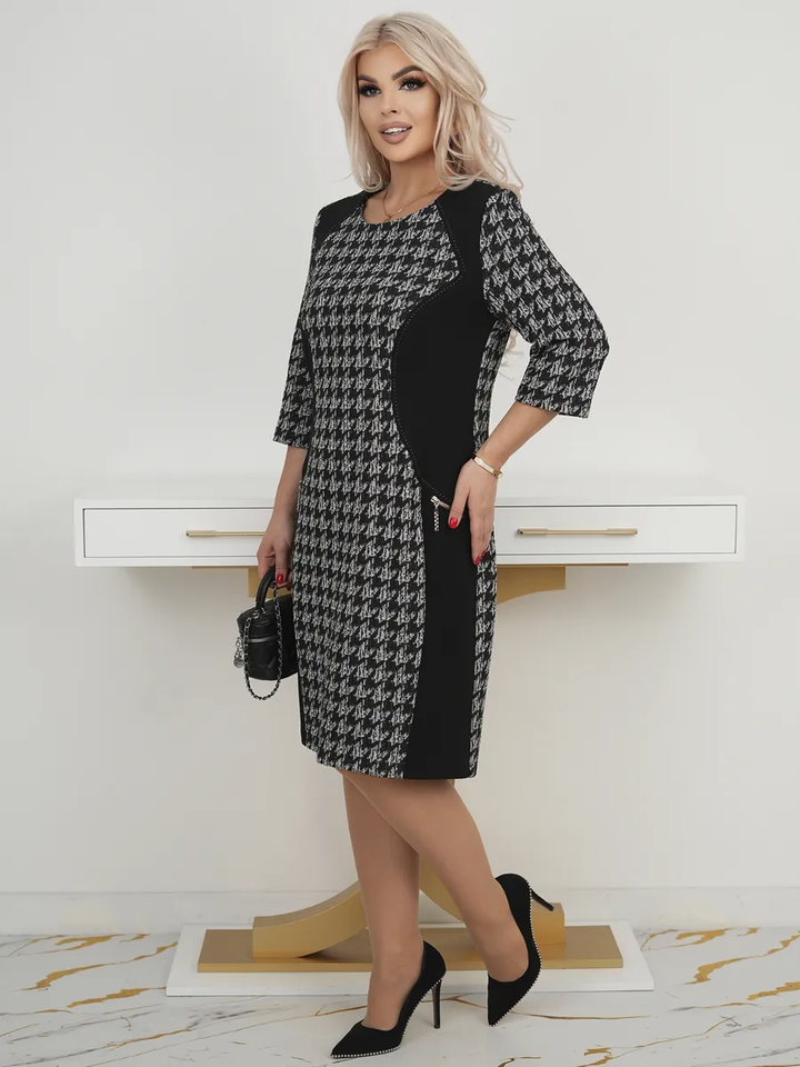 Paula | Elegantes Midi-Kleid Damen mit Musterlook