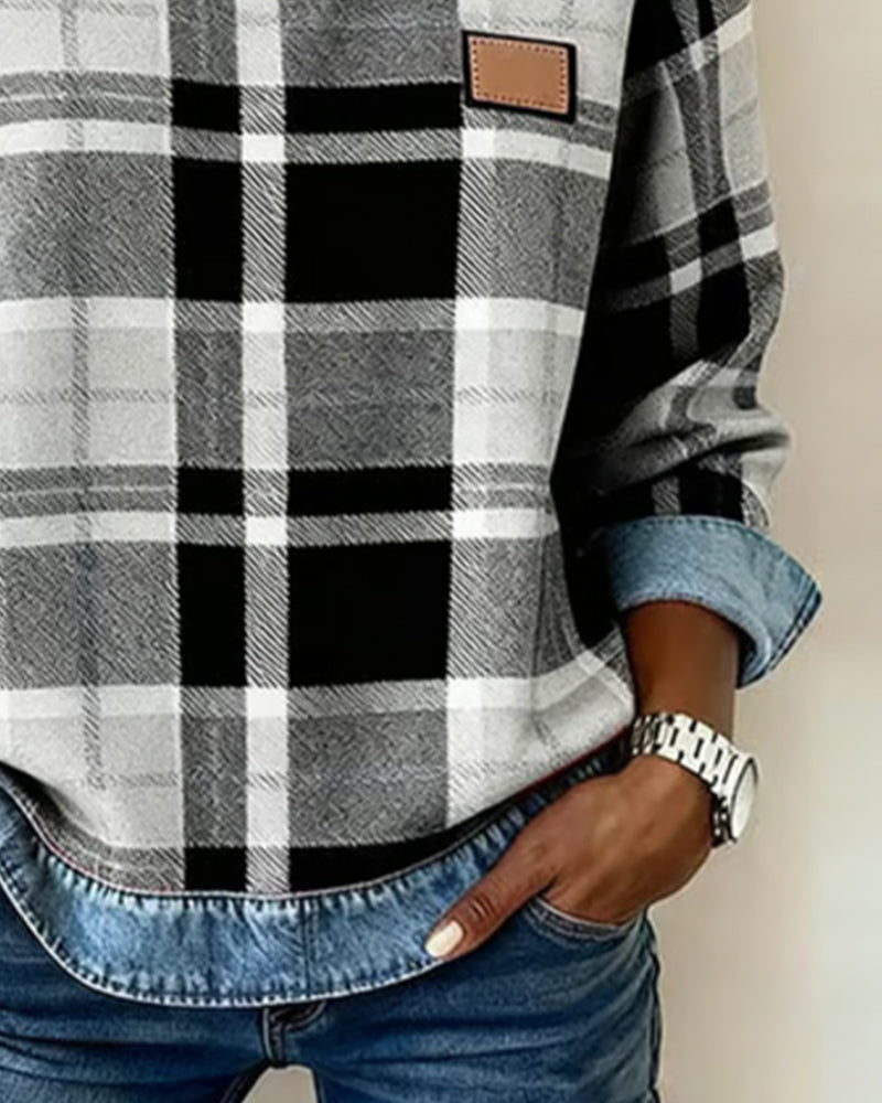 Sophie | Lässiger Strickpullover Damen Patchwork Stil