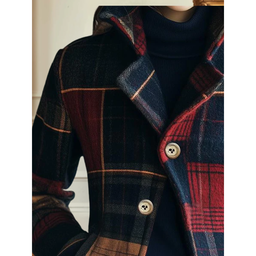 Lea | Stilvolle Wolljacke Damen kariert zeitlos