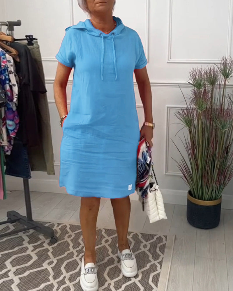 Freizeitkleid mit Kapuze & kurzen Ärmeln lässig